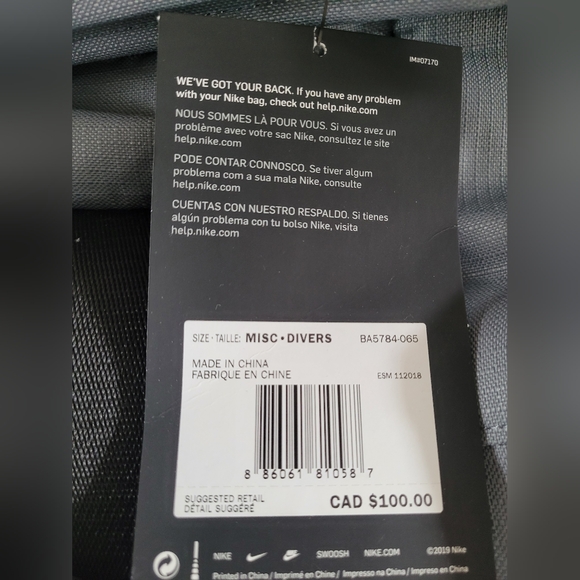 NWT Nike Sport Golf Backpack, grey/black, 29 litre - Picture 3 of 7